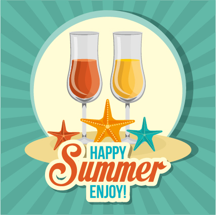 Flat styles summer holiday vintage background vector 01