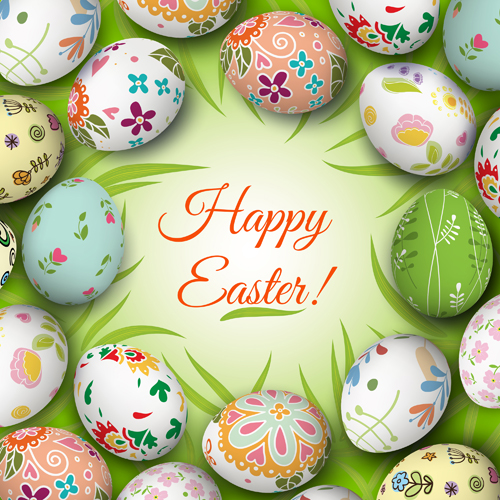 Floral easter egg background vector material 01