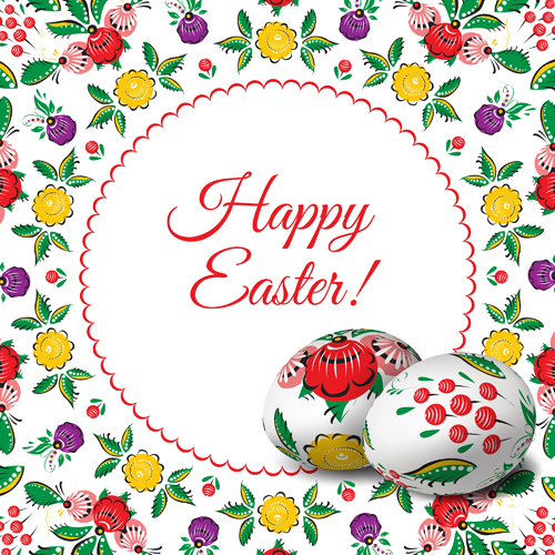 Floral easter egg background vector material 02