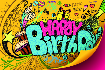 Funny Happy Birthday vector background 03