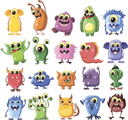 Funny cartoon bacteria and virus vector 01