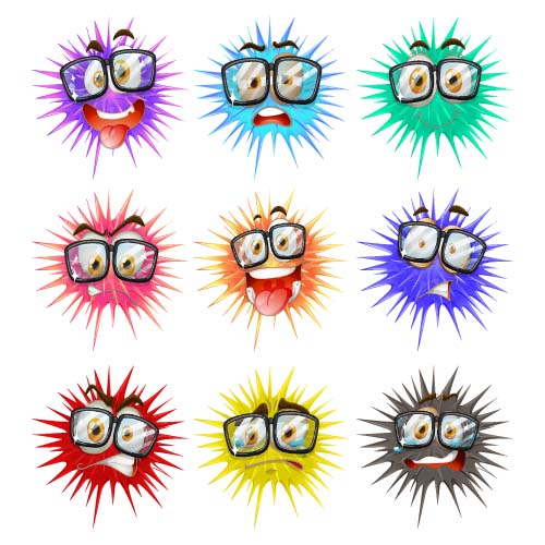 Funny cartoon bacteria and virus vector 11