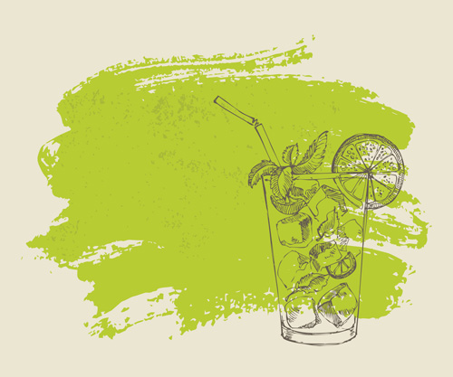n cocktail with grunge background 04 Hand drawn cocktail with grunge background 04