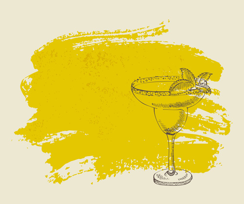n cocktail with grunge background 06 Hand drawn cocktail with grunge background 06