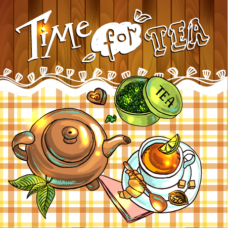 time tea hand drawn background 