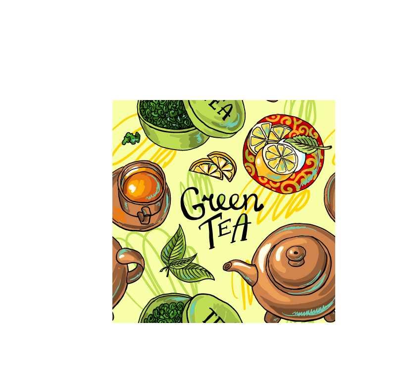 Hand drawn tea time vector background 02