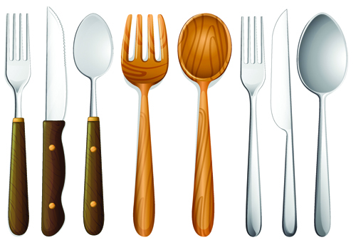 en cutlery design vector graphics 08 Realistic kitchen cutlery design vector graphics 08