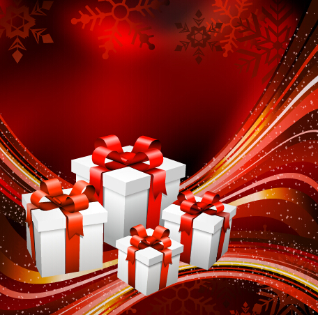 Red abstract christmas gift background vector