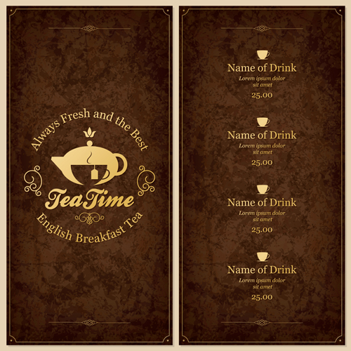 Restaurant menu cover with list vector set 05