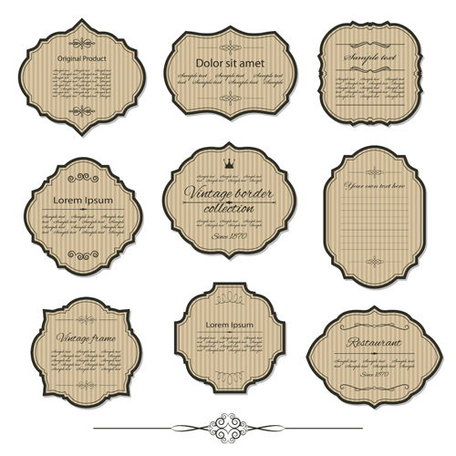 Retro frame labels vector set