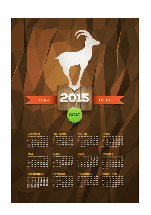 Retro style Retro font calendar 2015  