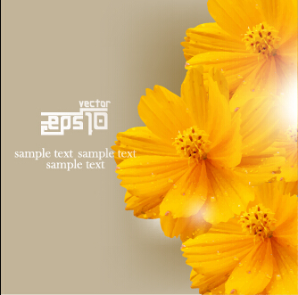 Shiny yellow flowers background vector
