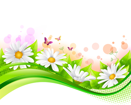 Spring flower with grass art background 05