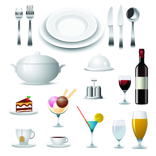 arious kitchen cutlery set vector 03 Various kitchen cutlery set vector 03
