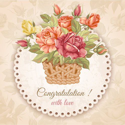 Vector retro flower card graphic 01
