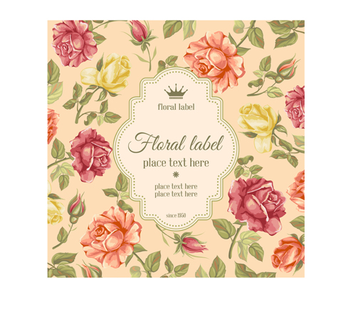 Vector retro flower card graphic 02