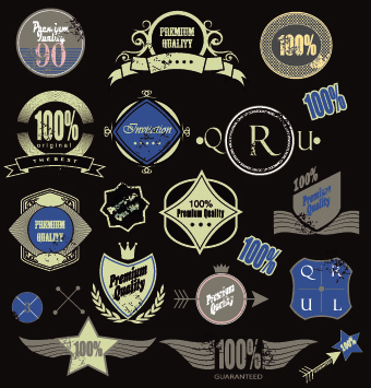 Vintage Premium Quality labels vector 01