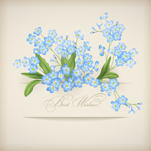 Vintage flower wishes cards design vector 02