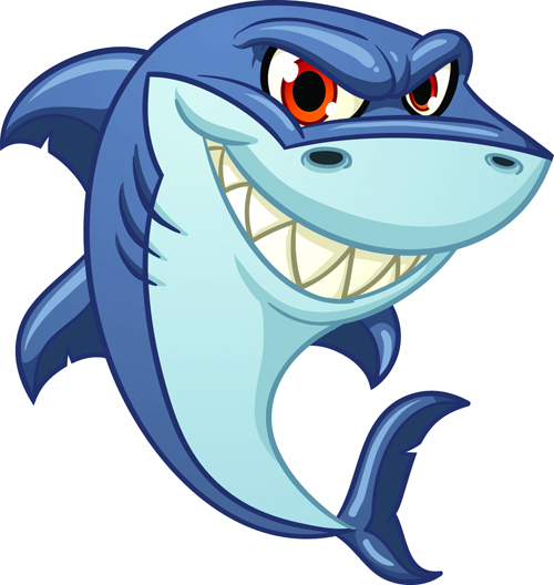 Vivid shark design vectors set 10