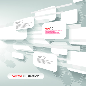 White 3D shapes background vector 04
