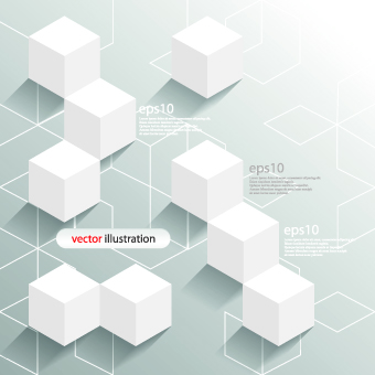 White 3D shapes background vector 05
