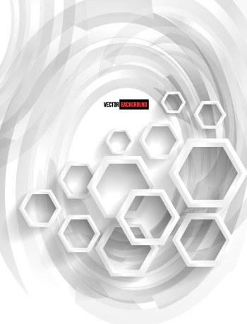 White 3D shapes background vector 07