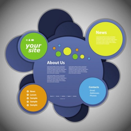 Creative circular website template vector Creative circular website template vector