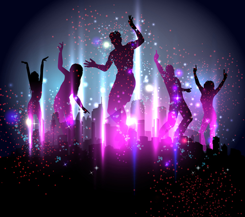 Dancing people with party design vector set 01