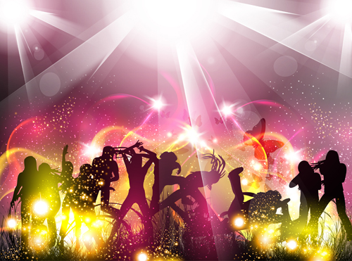 Dancing people with party design vector set 02