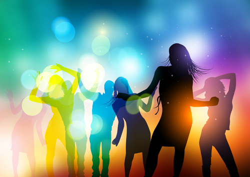 Dancing people with party design vector set 04