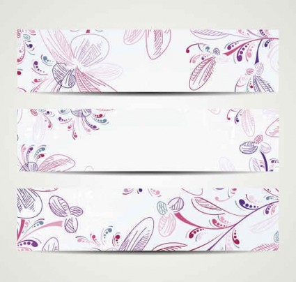 Elegant vintage floral banners vector set