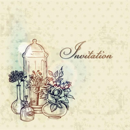 Vintage with retro flower hand drawning vector background Vintage with retro flower hand drawning vector background