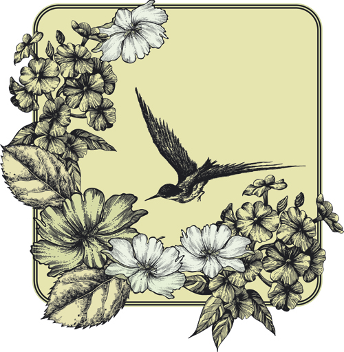 Hand drawn Floral art background 03