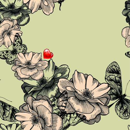 Hand drawn Floral art background 04