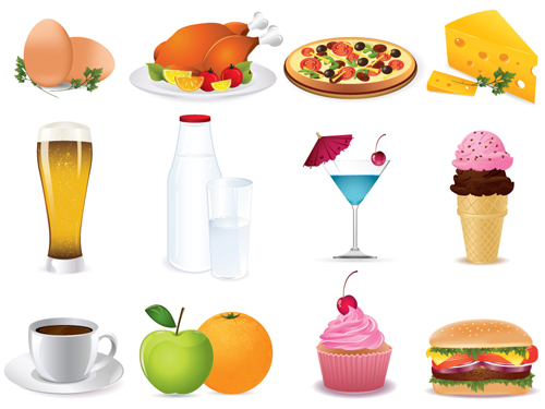 Various Food elements mix vector 05