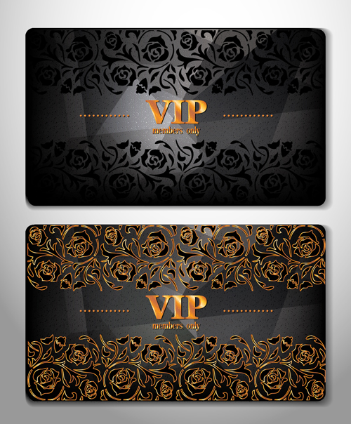 luxurious Vip cards flower vector 01