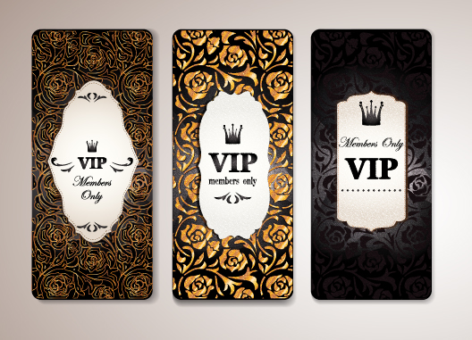 luxurious Vip cards flower vector 02