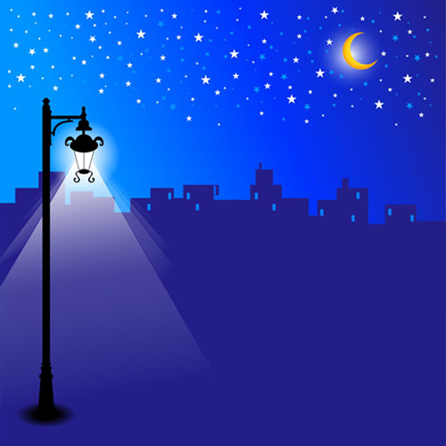 Shiny Street lamps background design vector set 04