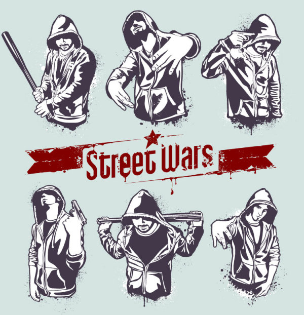 Street wars vector Silhouettes 02