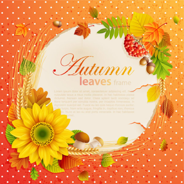 Flowers & Leaf vector Photo Frame 05