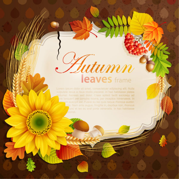 Flowers & Leaf vector Photo Frame 06
