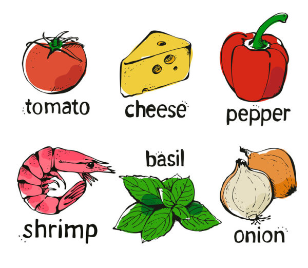 Set of Various food elements vector 02
