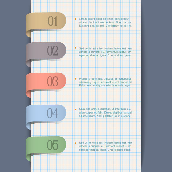 Set of Curved numbered vector banners 03