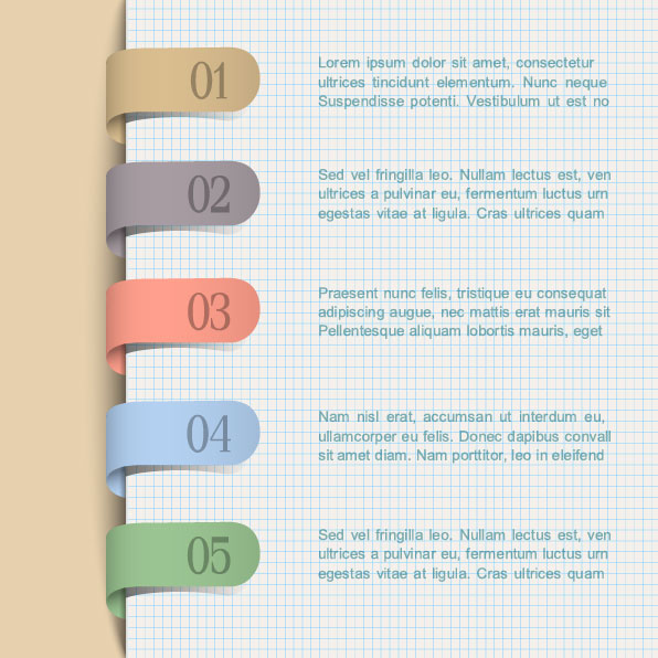 Set of Curved numbered vector banners 04