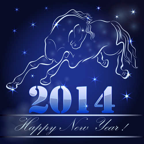 Vector set of 2014 Years Horse design elements 01