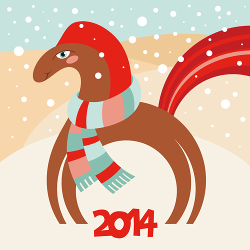 Vector set of 2014 Years Horse design elements 06