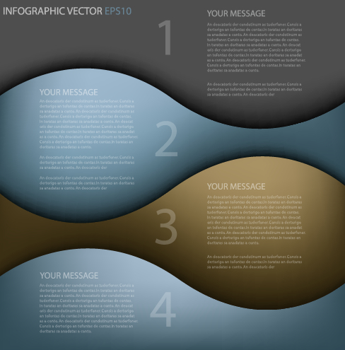 wave Numbered Infographic numbered number infographics infographic abstract 