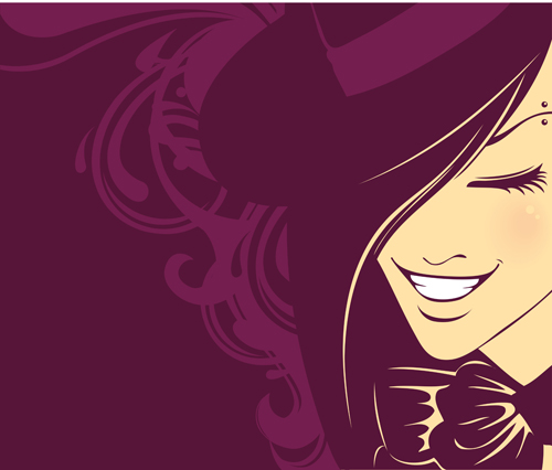Beautiful fashion girl vectors background 01