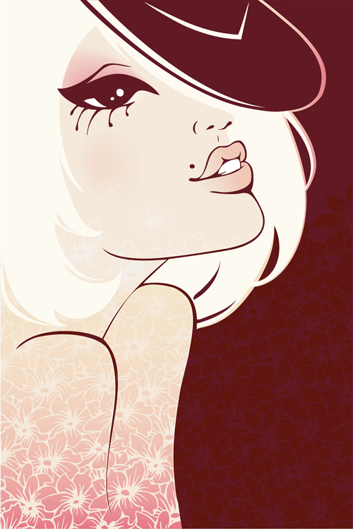 Beautiful fashion girl vectors background 02