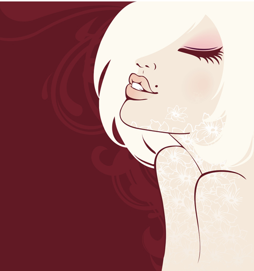 Beautiful fashion girl vectors background 03